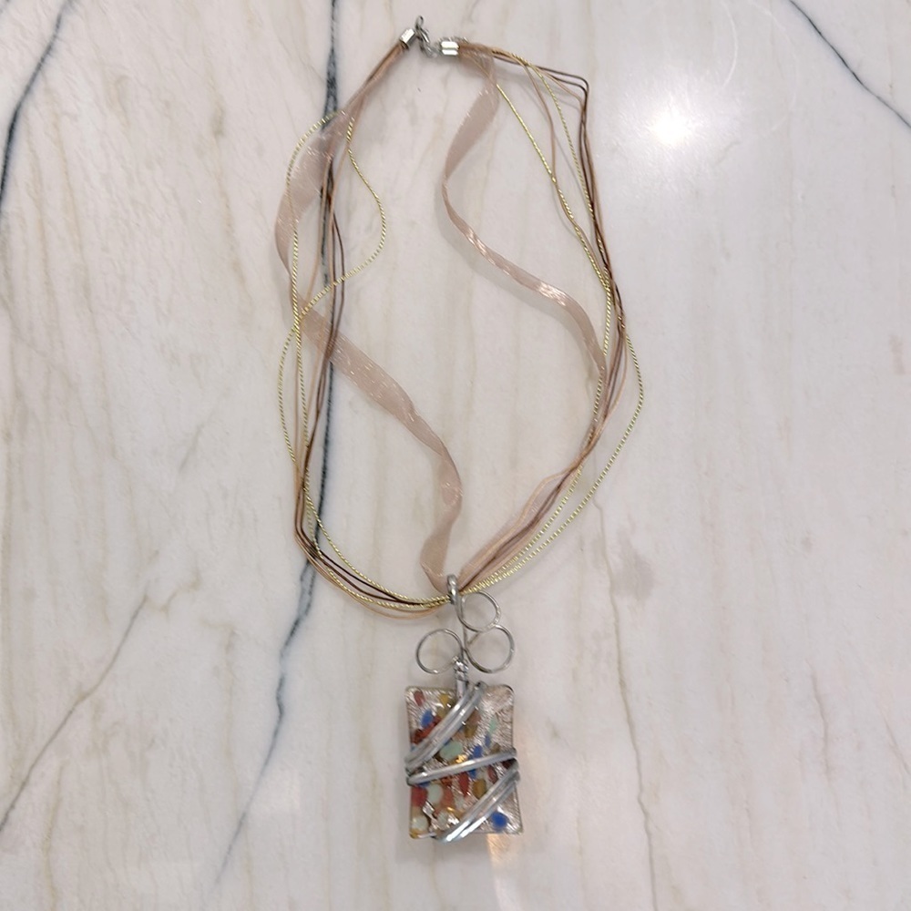 Art glass pendant necklace made by artisan